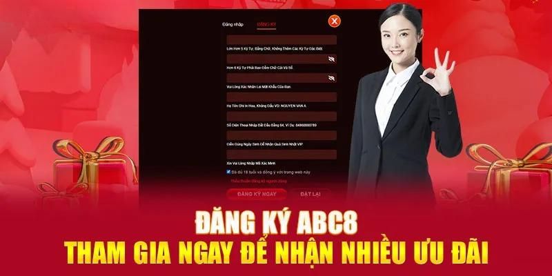 Quy trình 3 bước đăng ký tài khoản ABC8 siêu nhanh